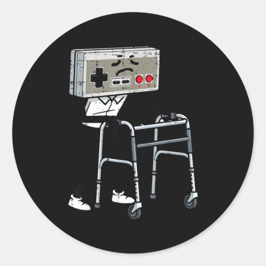 Old Gaming Controller Walker Funny Gamer Men Women Ronde Sticker (Voorkant)