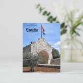 Old Gate and Flag in Nin Croatia Briefkaart (Staand voorkant)
