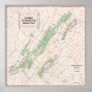 Old George Washington National Forest Map (1964)  Poster