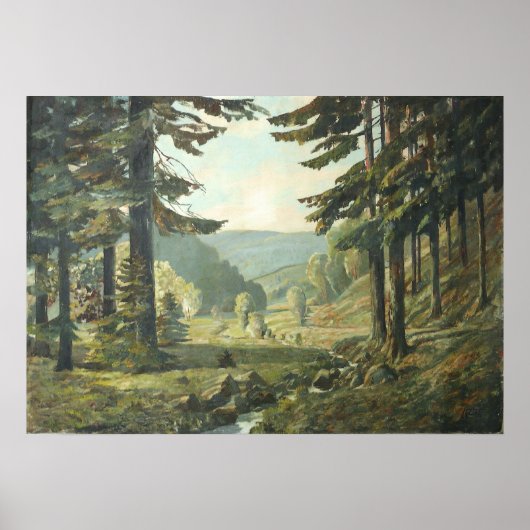 Old German Oil Painting – Forest Erzgebirge 1905 Poster (Voorkant)
