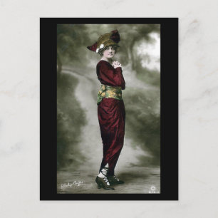 Old Glamor Briefkaart - Lady in Red