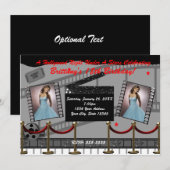 Old Glamor Hollywood Red Carpet Movie Invitation (Devant / Derrière)