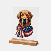 Old Glory Golden Retriever Vintage Shirt 2 Acryl Bord (Hoek)