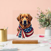Old Glory Golden Retriever Vintage Shirt 2 Acryl Bord (Huwelijk)