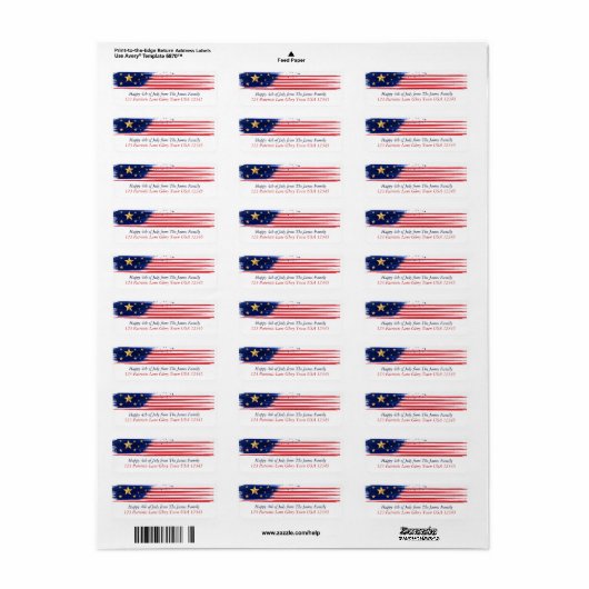 Old Glory Stars and Stripes Amerikaanse vlag Etiket (Full Sheet)