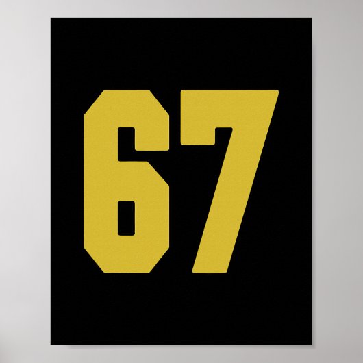 Old Gold Black Number 67 Jersey Player Uniform #67 Poster (Voorkant)