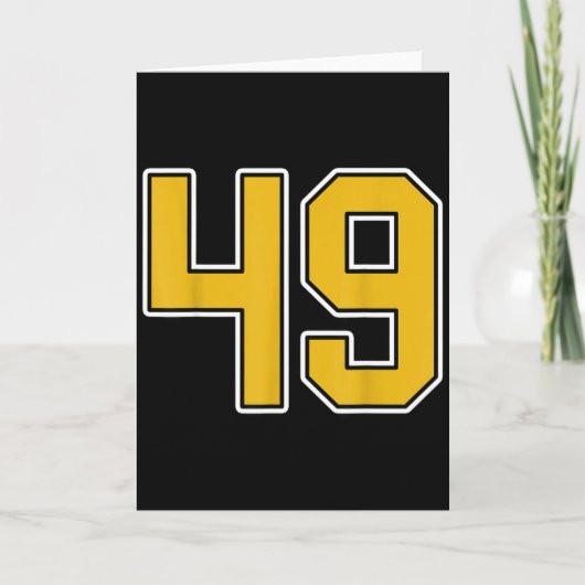 Old Gold Black White Sports Number 49 Jersey Unifo Kaart (Voorkant)
