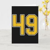 Old Gold Black White Sports Number 49 Jersey Unifo Kaart (Gele Bloem)