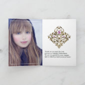 Old Gold Elegance Quinceañera Bedankkaart (Binnen)