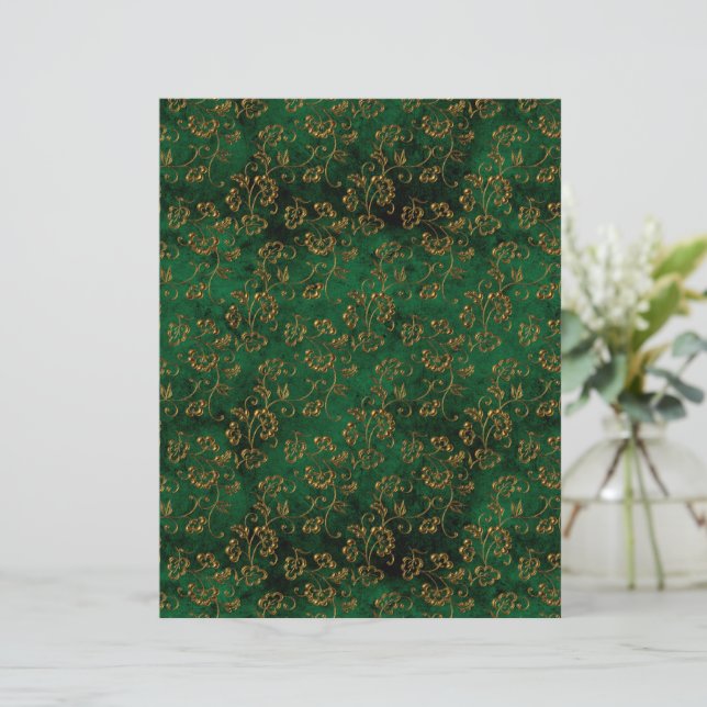Old Gold Emerald French scrapbook Paper  (Staand voorkant)