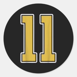 Old Gold Zwart Wit SRTS Nummer 11 Jersey Uniform Ronde Sticker