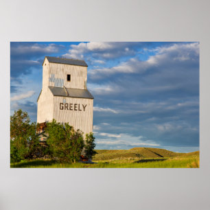 Old Grain Elevator in Virgelle, Montana, Verenigde Poster