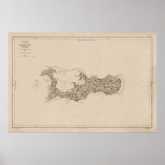 Old Grand Cayman Island Map (1836) Poster (Voorkant)