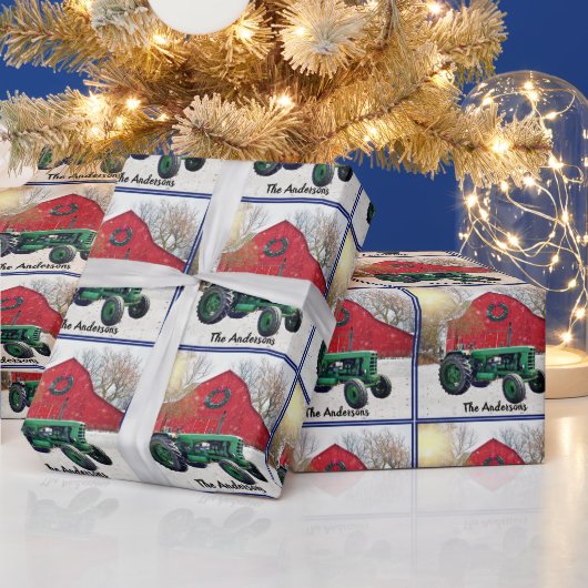 Old Green Tractor kerst   Cadeaupapier (Feestdagen)