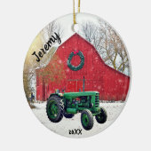 Old Green Tractor kerst Keramisch Ornament (Links)