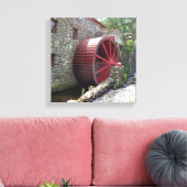 Old Grist Mill - Red Water Wheel, Sudbury, MA Canv Canvas Afdruk (Insitu (Woonkamer))
