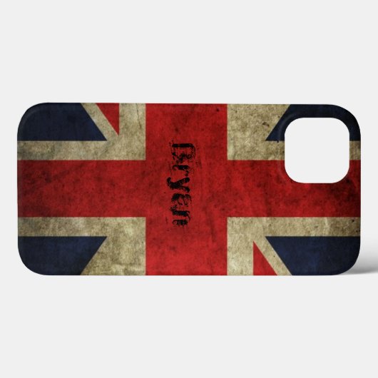 Old Grunge British Flag iPhone 13 Coque (Verso (horizontal))