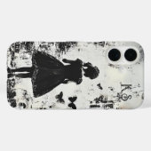 Old Grunge Girl Silhouette Butterfly Monogram Case-Mate iPhone Case (Achterkant (horizontaal))