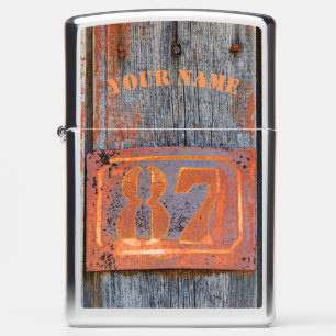 Old Grunge Rusty Metal House Number. 87 - Name