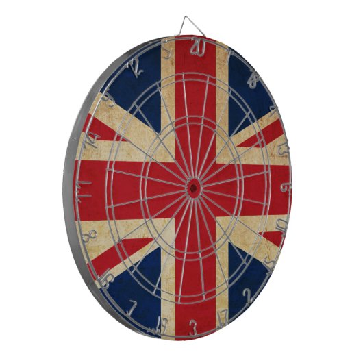 Old Grunge United Kingdom Flag Union Jack Dartbord (Voorkant Links)