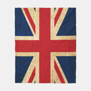 Old  Grunge United Kingdom Flag Union Jack Fleece Deken