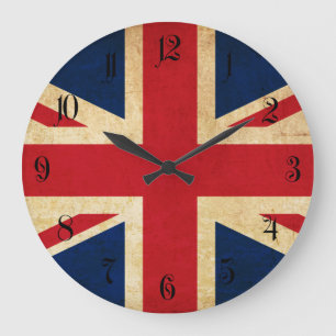 Old  Grunge United Kingdom Flag Union Jack Grote Klok