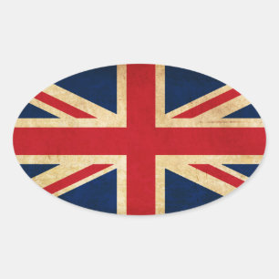 Old Grunge United Kingdom Flag Union Jack Ovale Sticker