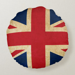 Old Grunge United Kingdom Flag Union Jack Rond Kussen
