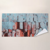 Old grungy brick wall with natural defects. Scratc (Serviette de bain)