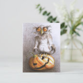 Old Halloween Dracula Owl Art Briefkaart (Staand voorkant)