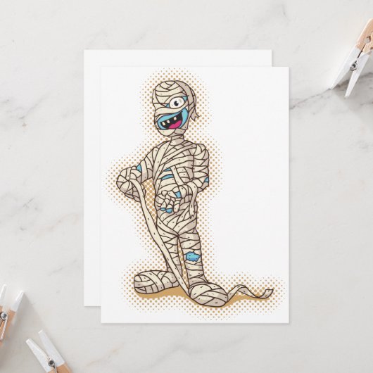 Old Halloween Mummy Kaart (Voorkant / Achterkant in situ)