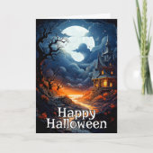 Old Haunted House | Happy Halloween Kaart (Voorkant)
