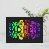 OLD HIPPIE-uitnodiging, pas aan Kaart (Staand voorkant)
