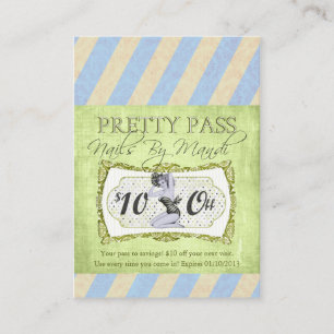 Old Hollywood $10 Blue  Pass Visitekaartjes