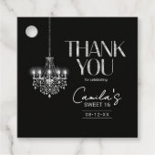 Old Hollywood B & W Chandelier Sweet 16 ID1108 Bedankjes Labels (Voorkant)