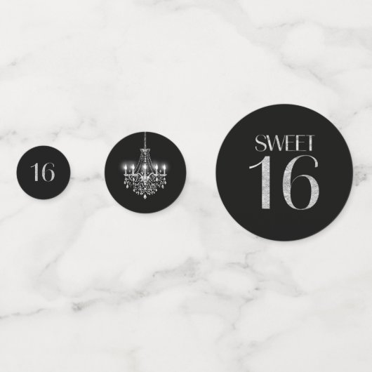 Old Hollywood B & W Chandelier Sweet 16 ID1108 Confetti (Voorkanten)
