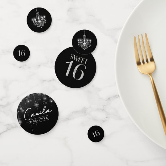 Old Hollywood B & W Chandelier Sweet 16 ID1108 Confetti (Groep)