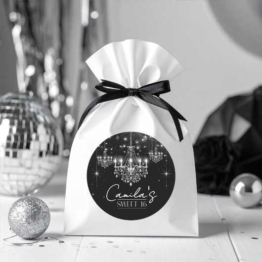 Old Hollywood B & W Chandelier Sweet 16 ID1108 Ronde Sticker