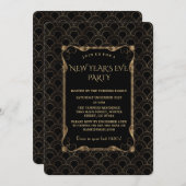Old Hollywood Black Great Gatsby New Year Party Kaart (Voorkant / Achterkant)