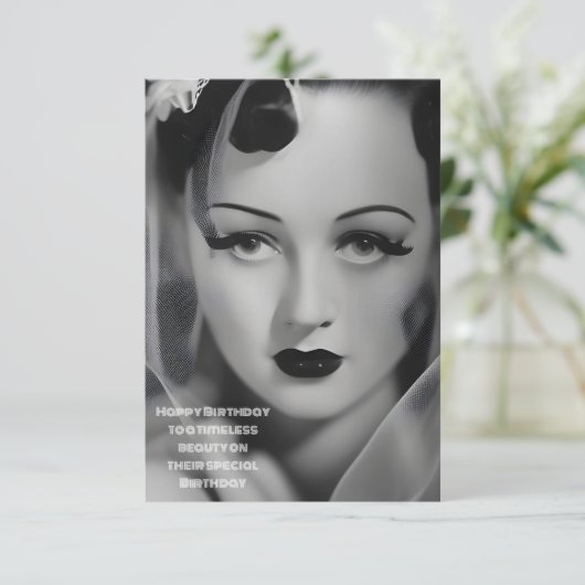 Old Hollywood Glamor Birthday Kaart (Staand voorkant)