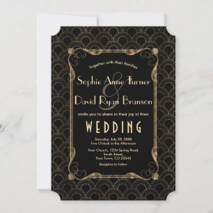 Old Hollywood Gold Great Gatsby Wedding Kaart