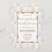 Old Hollywood Great Gatsby White Wedding Invite Kaart (Voorkant / Achterkant)