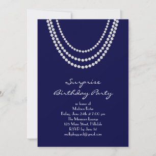 Old Hollywood Surprise Birthday Party Invite blue Kaart