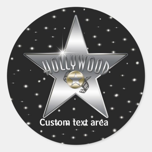 Old Hollywood Typografie Silver Star Party Sticker (Voorkant)