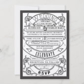 Old Hollywood Typography Ticket Wedding Invite Kaart (Voorkant)