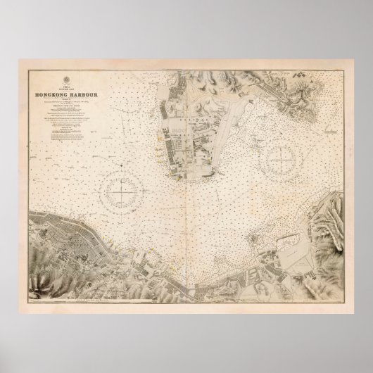 Old Hong Kong Harbour Map (1912) Poster (Voorkant)