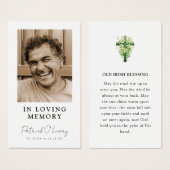 Old Irish Blessing Photo Prayer Card (Devant & derrière)