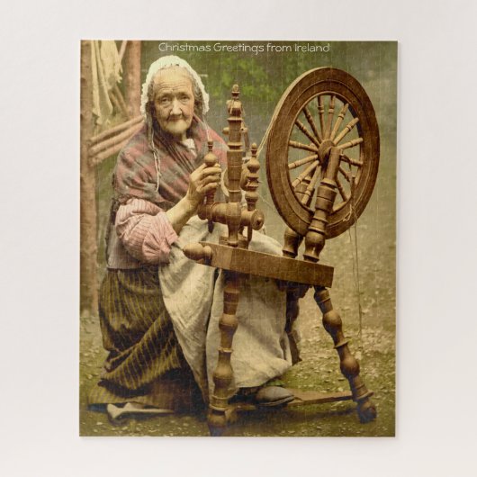 Old Irish Wool Spinner Lady, Jigzaag Puzzle Legpuzzel (Verticaal)