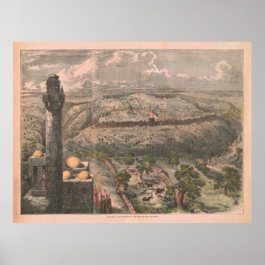 Old Jerusalem Israel Map (1853) Poster (Voorkant)