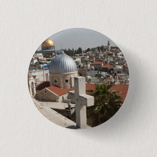 Old Jerusalem's Skyline Ronde Button 3,2 Cm (Voorkant)